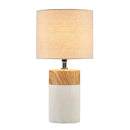 Mid-Century Wood Grain Table Lamp, Matte White