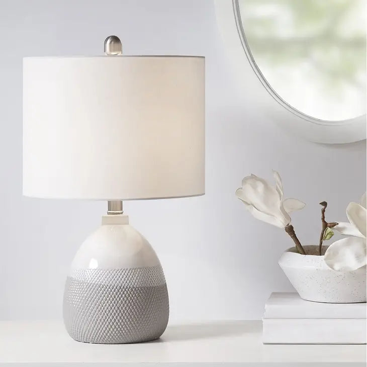 Ceramic Textured Base White Table Lamp