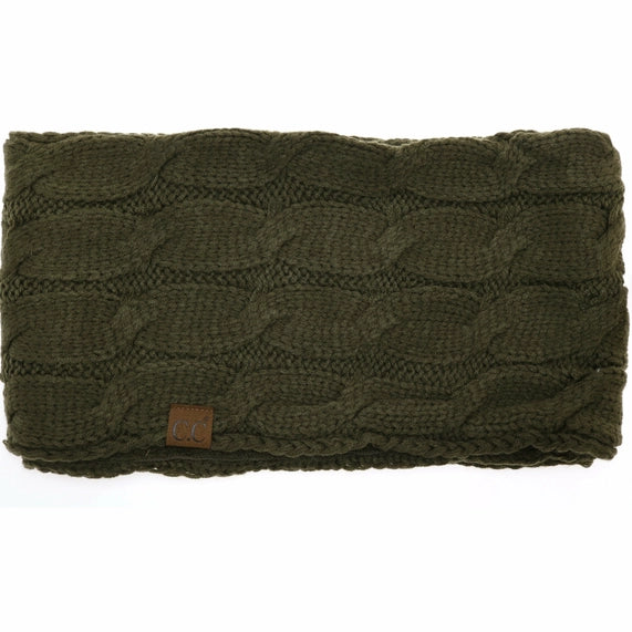 Fuzzy Lined Solid Cable Knit CC Infinity Scarf