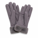 Surell-Faux Suede Gloves with Faux Rabbit Fur Cuff