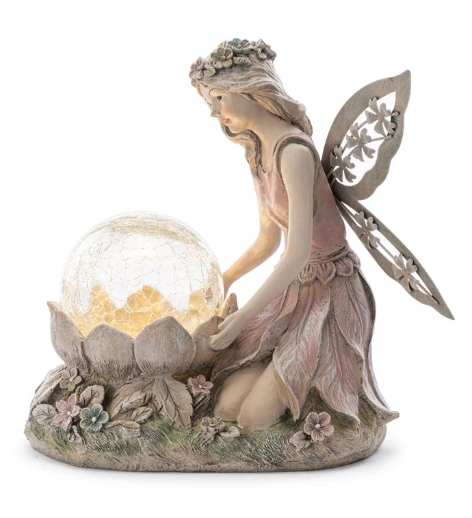 Sitting Fairy with LED Globe