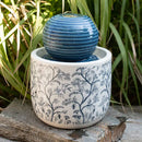 Georgie Chinoiserie  Ceramic Garden Water Fountain with Pump