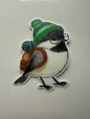 Backpacking Chickadee Vinyl Sticker 4”