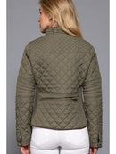 Suede Piping Quilted Padding Jacket-Olive Green