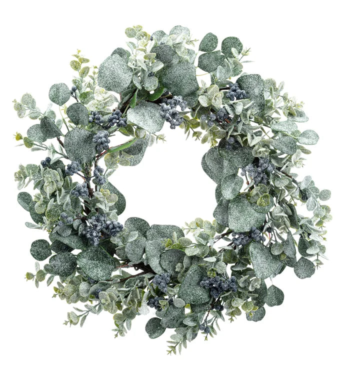 22" Eucalyptus Blue Berry Wreath