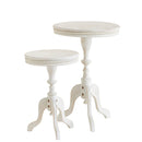 Beaded Edge Distressed White Side Table - TALL ONLY