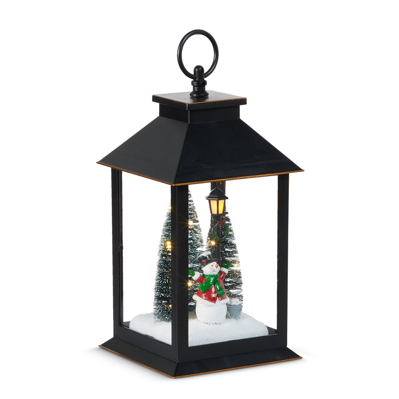 10.5" Lighted Snowman Lantern