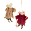 Fur Coat Skiing Mice Ornament