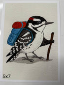 Backpacking Downy Woodpecker Print