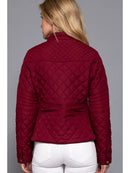 Suede Piping Quilted Padding Jacket-Wine