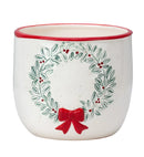 Red Bow Wreath Planter Pot