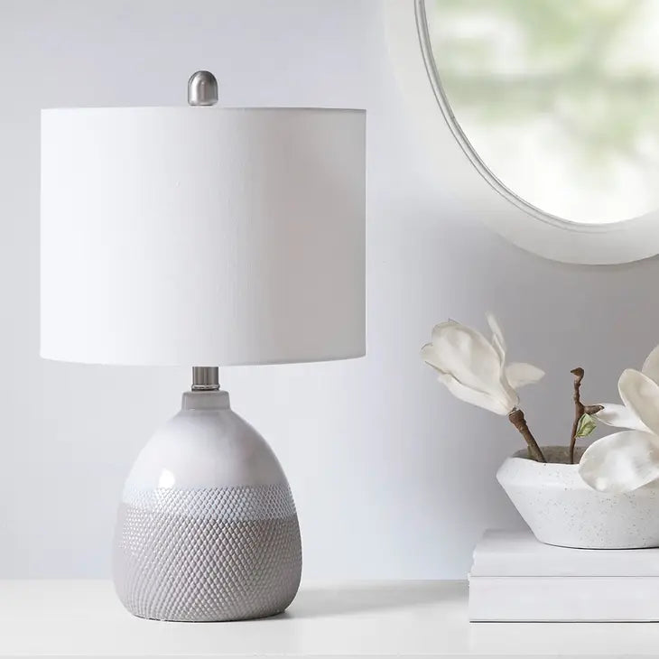 Ceramic Textured Base White Table Lamp