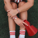 K'lani Hair Tie Bracelets-"Game Day White/Red"