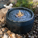 Elloise Bird Garden Ceramic Water Fountain Blue with Pump
