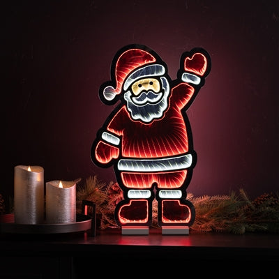 22" Waving Santa Infinity Light