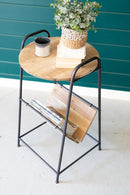 Wooden End Table with Magazine Rack