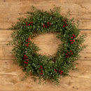 22" Mexican Fern Wreath w/ Red Berries