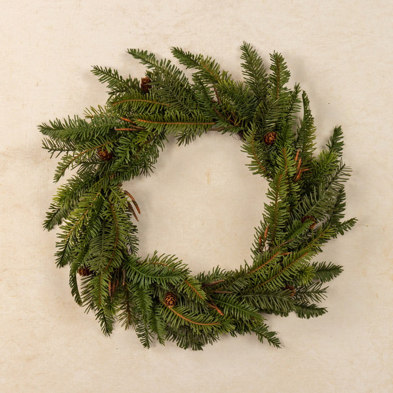 22" Hemlock & Douglas Fir Wreath w/ Mini Pinecones