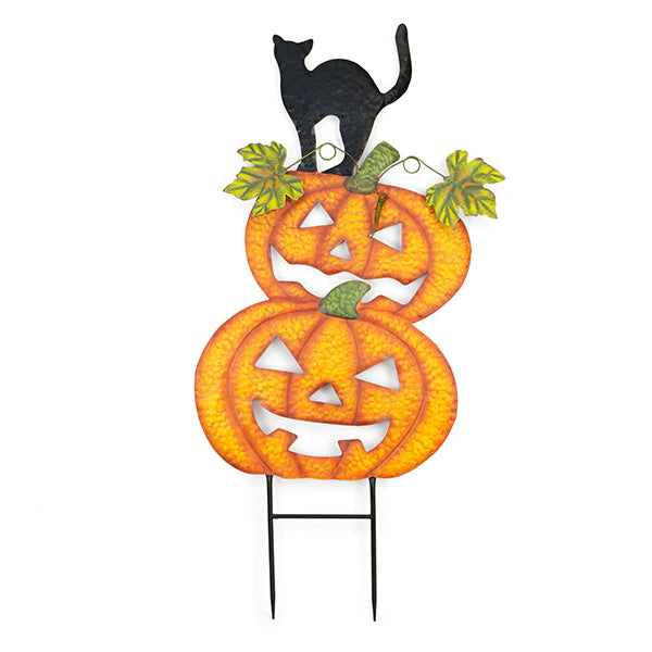 Pumpkin with Cat Garden Stake