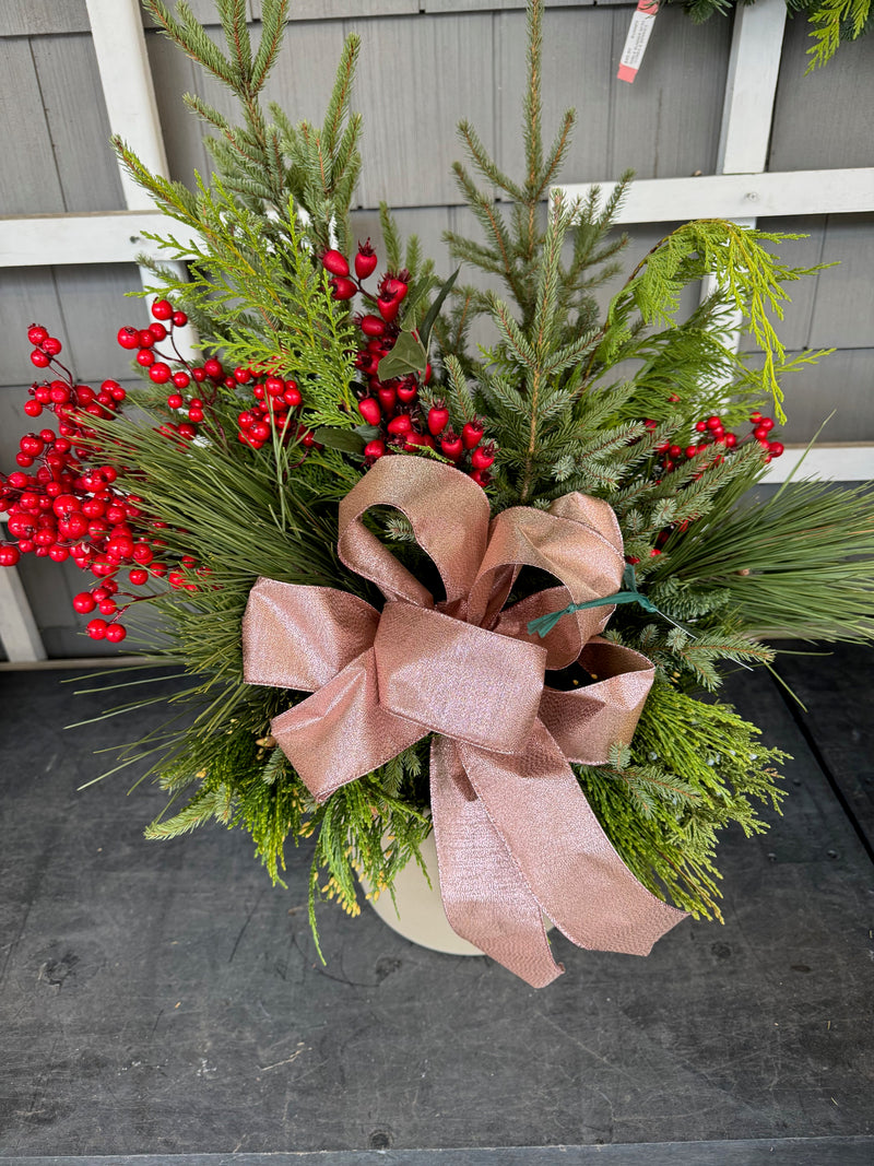 12" Decorated Holiday Porch Pot