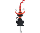 Metal Black Cat with Halloween Hat Stake