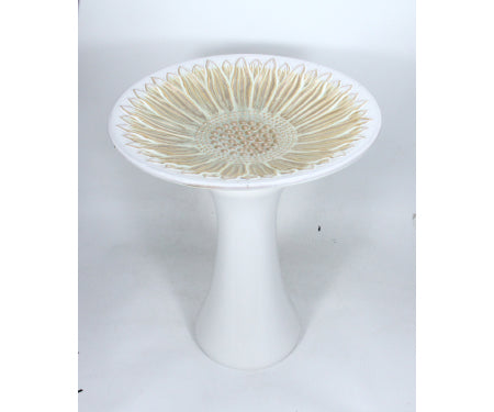 22.5" Sunflower Birdbath White/Gold