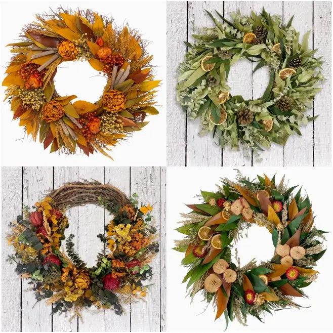 18" Assorted Dry Fall Floral Wreath Collection