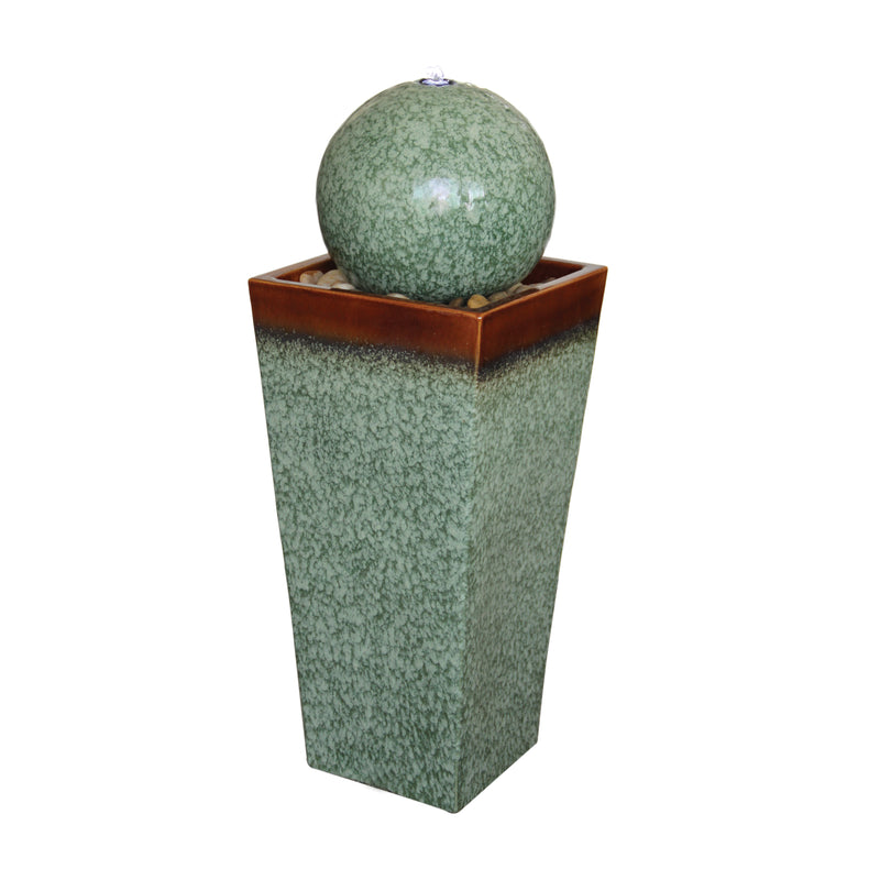 Tall Tapered Square Fountain with Ball