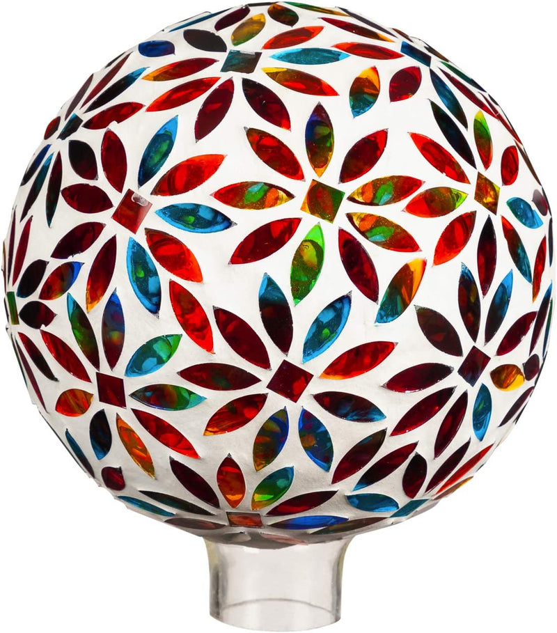 8" Mosaic Gazing Ball with Bright Flowers
