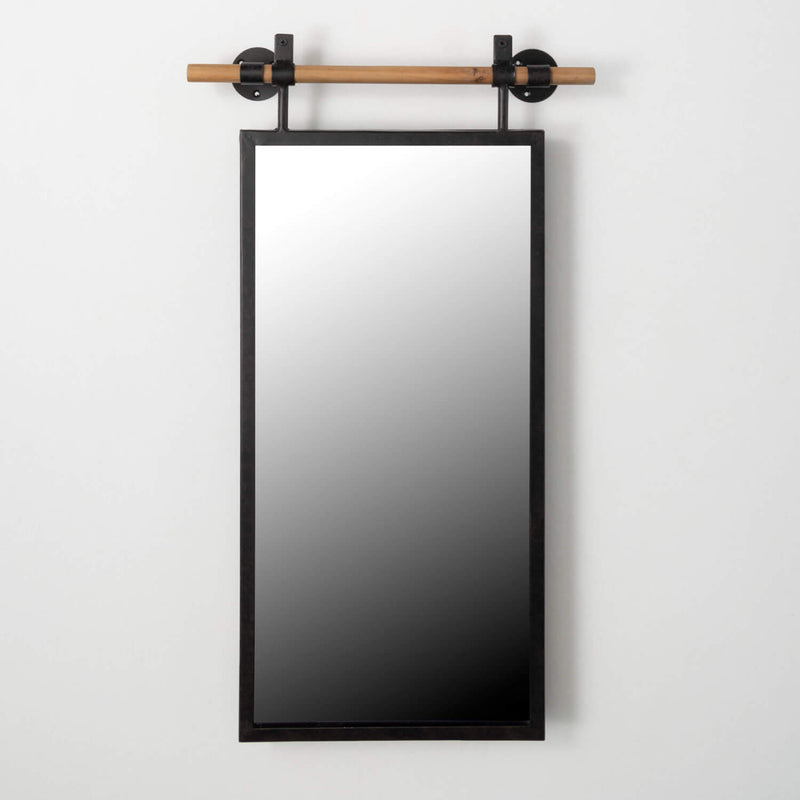 Framed Mirror on Wooden Rod