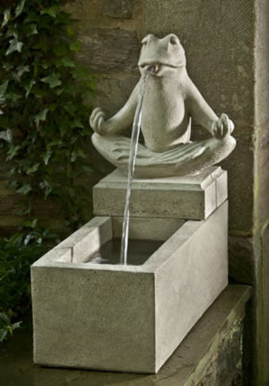 Zen Frog Plinth Fountain with Splash Guard